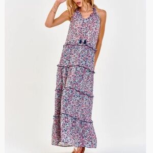 Dear John‎ Whitley Sleeveless Dress Cherry Blossom Tiered Boho floral S Maxi